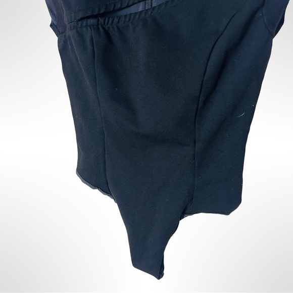 Alieva Black Sleeveless Asymmetrical Neck Bodysuit Small Office Siren - Picture 6 of 13